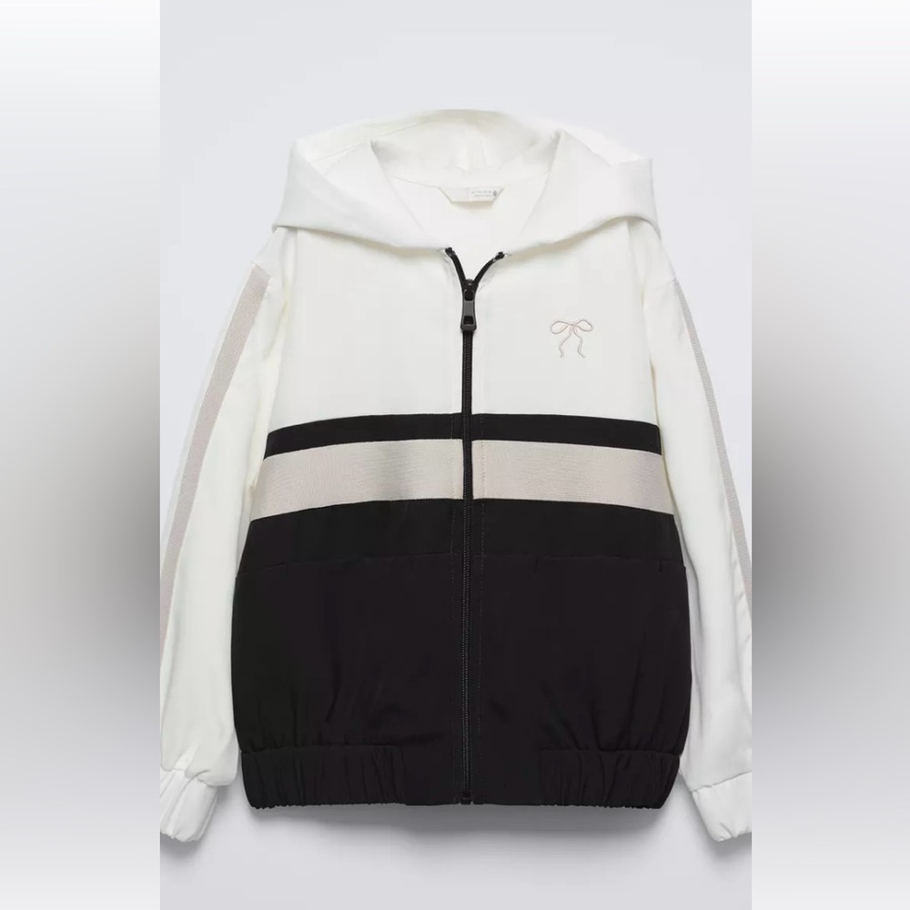 ZARA EMBROIDERED BOW HOODIE NWT
